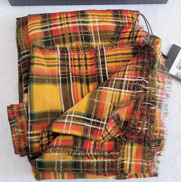 Authentic Saint Laurent Paris Patterned Jacquard Wool Silk Scarf Shawl - Picture 11 of 16